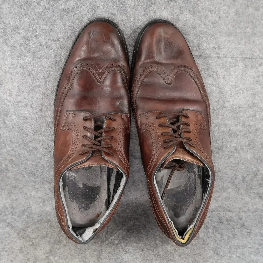 Rockport Shoes Men 11.5 Oxford Derby Wingtip Brown Leather Lace Up Classic Dress